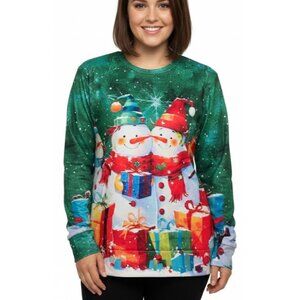 Ugly Women Christmas Sweatshirt Long Sleeve Shirts O-neck Pullover (L) NEW